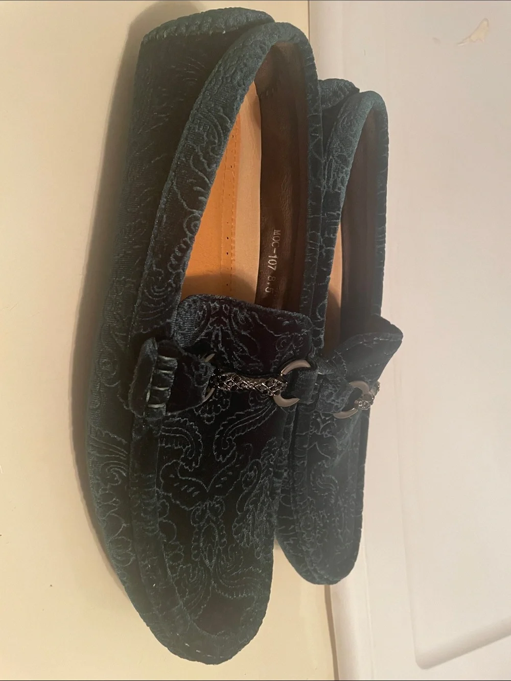 royal shoes green velvet